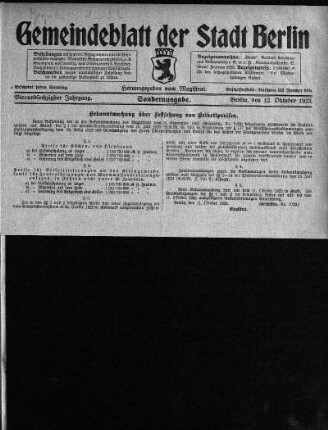 Sonderausgabe, 12. Oktober 1923