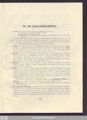 III. Die Balkanhalbinsel.