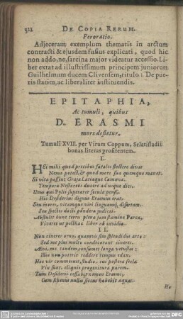 Epitaphia, Ac tumuli, quibus D. Erasmi mors defletur