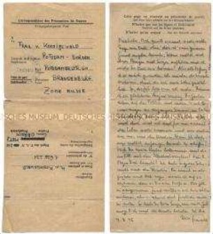 Brief von Harald von Koenigswald aus dem Kriegsgefangenenlager in Metz-Obreck - Familienkonvolut