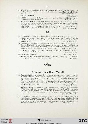 Arbeiten in edlem Metall (Nr. 430-465)