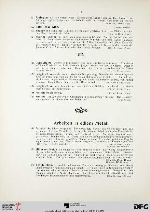 Arbeiten in edlem Metall (Nr. 430-465)