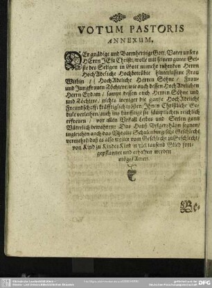 Votum Pastoris Annexum