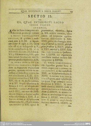Sectio II. De Iis, Quae Interpreti Sacro Inesse Debent