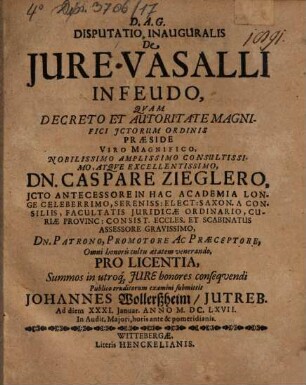 Disputatio inauguralis de jure vasalli in feudo