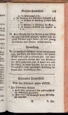 Siebendes Hauptstück. Von den Pflichten gegen Gott.