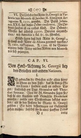 Cap. VI. Von Hoch-Achtung St. Georgii bey den Griechen und andern Nationen.