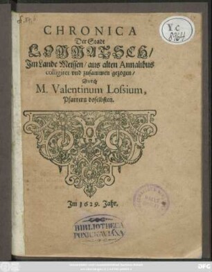 Chronica der Stadt Lommatsch/ Im Lande Meissen