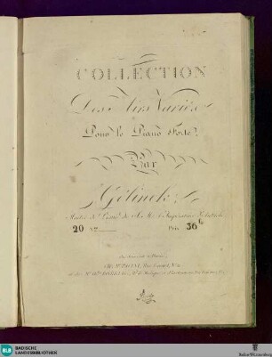 Collection des airs variés pour le piano forte : première Livraison