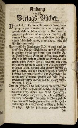 Anhang einiger Verlags-Bücher.