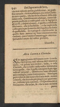 Altra Lettera a Clorinda.