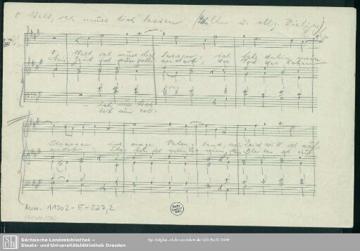 O Welt ich muß dich lassen - Mus.11302-E-527,2 : Coro, vl; RMWV 206