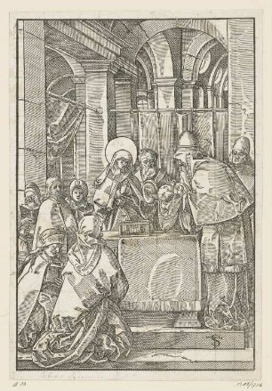 Darbringung im Tempel, aus: Petrus Canisius, "Commentatorium de verbi dei corruptelis", Tomi duo., Ingolstadt 1583, fol. 453