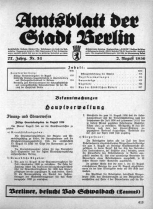 1936,31: Nr. 31, 2. August 1936
