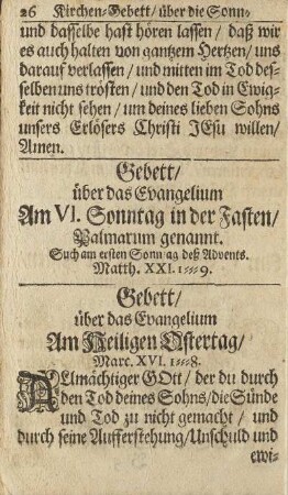 Gebett/ über das Evangelium Am Heiligen Ostertag/