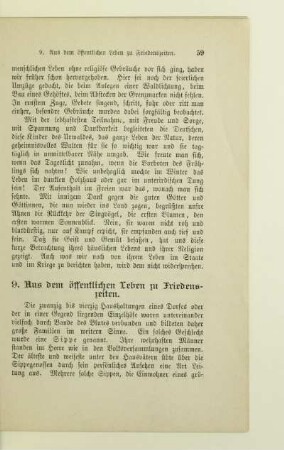 9. Aus dem öffentlichen Leben zu Friedenszeiten