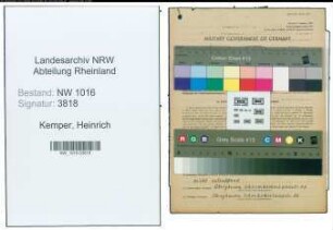 Entnazifizierung Heinrich Kemper , geb. 21.10.1903 (Landwirt)