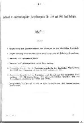 Hauptfinanzetat 1899-1900, Heft 1