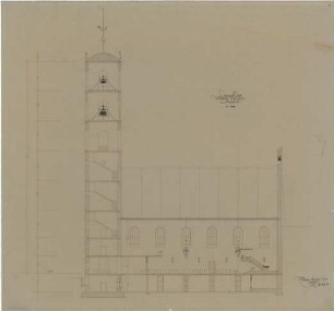 Gsaenger, Gustav; Sulzbach - Rosenberg (Bayern); Ev. Christus Kirche - Ausführungsplan, Längsschnitt