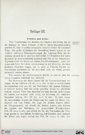 Beilage III: Polybios und Livius