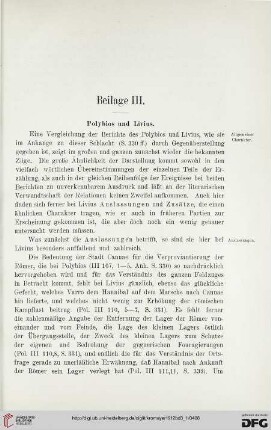 Beilage III: Polybios und Livius