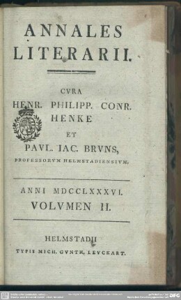 1786,2: Annales literarii Helmstadienses
