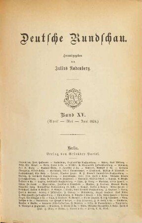 Deutsche Rundschau. 15 = Jg. 4. 1878