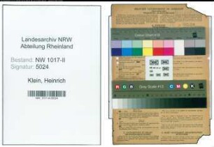 Entnazifizierung Heinrich Klein , geb. 06.01.1913 (Kaufmaennische Angestellter)