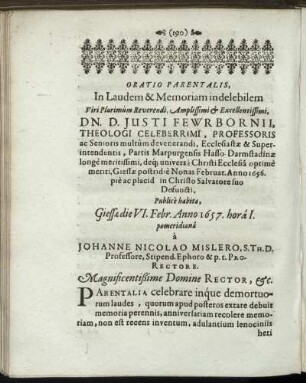 Oratio Parentalis [...]