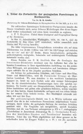 Ueber die Fortschritte der geologischen Forschungen in Nordamerika