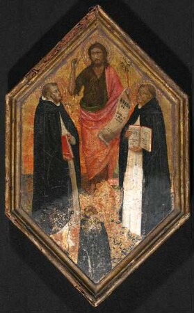 Johannes der Täufer mit den Heiligen Dominkus, Thomas von Aquino und einem knienden Stifter