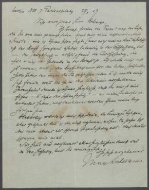 Brief von Max Liebermann an Georg Kolbe