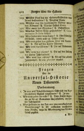Fragen über die Universal-Historie Neuen Testaments.