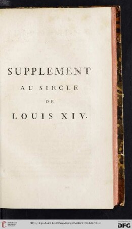 Supplément au Siècle de Louis XIV