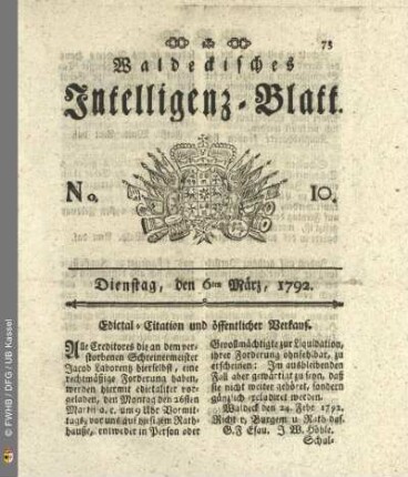 No. 10. Dienstag, den 6ten Maerz, 1792
