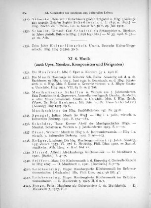 XI. 6. Musik (auch Oper, Musiker, Komponisten und Dirigenten)