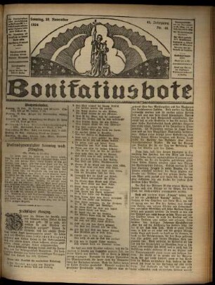 Erste Ausgabe vom Sonntag, den 16. November 1924.