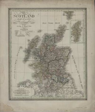 Karte von Schottland, ca. 1:1 350 000, Kupferstich, 1825