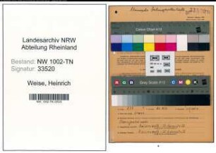 Entnazifizierung Heinrich Weise , geb. 17.01.1898 (Arbeiter)