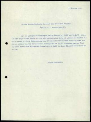 G. Karo an DAI Zentrale