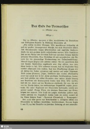 Das Ende des Vormarsches : 20. Oktober 1914