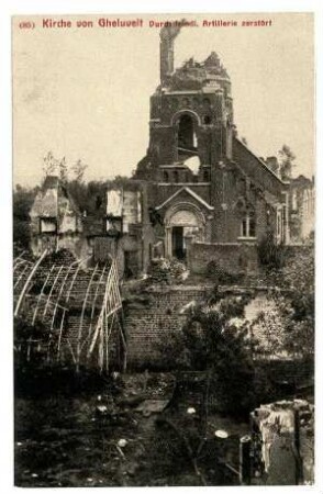 Nummerierte Kriegs-Erinnerungs-Karte: Nr. 85: Kirche von Gheluvelt