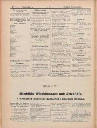 Abschnitt IV. Kirchliche Einrichtungen und Friedhöfe.