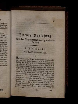 Zweyte Vorlesung. Von den Rechnungsarten mit gebrochen Größen.