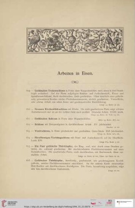 Arbeiten in Eisen (Nr. 609 - 868)