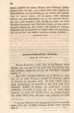 Landwirthschaftliche Versuche.