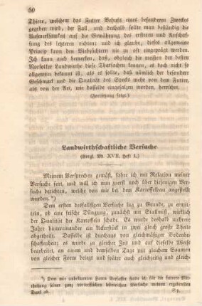 Landwirthschaftliche Versuche.
