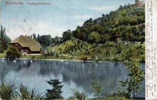 Postkartensammlung Weis mit Ansichten Karlsruhes. Stadtgarten