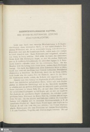 Siebenundzwanzigstes Kapitel, Die hydroelektrische Ätzung (Galvanokaustik)