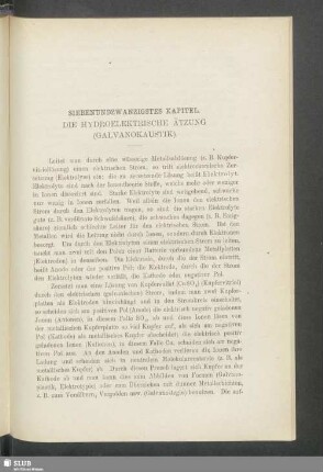 Siebenundzwanzigstes Kapitel, Die hydroelektrische Ätzung (Galvanokaustik)